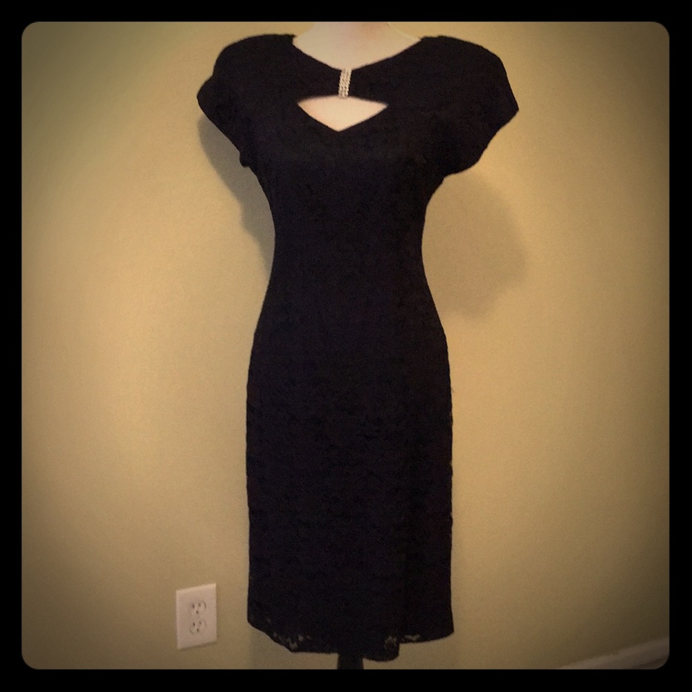 Vintage 80’s formal black lace dress size 10